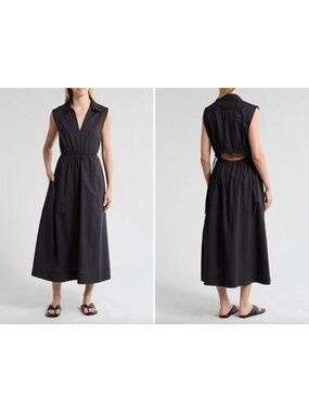 Rag & Bone Joan Sleeveless Poplin A-Line Dress XXS Navy